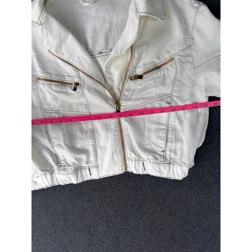 We The Free Urban Outfitters White Denim Cropped Zip Jacket OB1653817 Medium - Picture 3 of 7